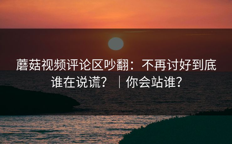 蘑菇视频评论区吵翻：不再讨好到底谁在说谎？｜你会站谁？