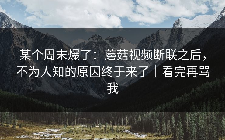 某个周末爆了：蘑菇视频断联之后，不为人知的原因终于来了｜看完再骂我