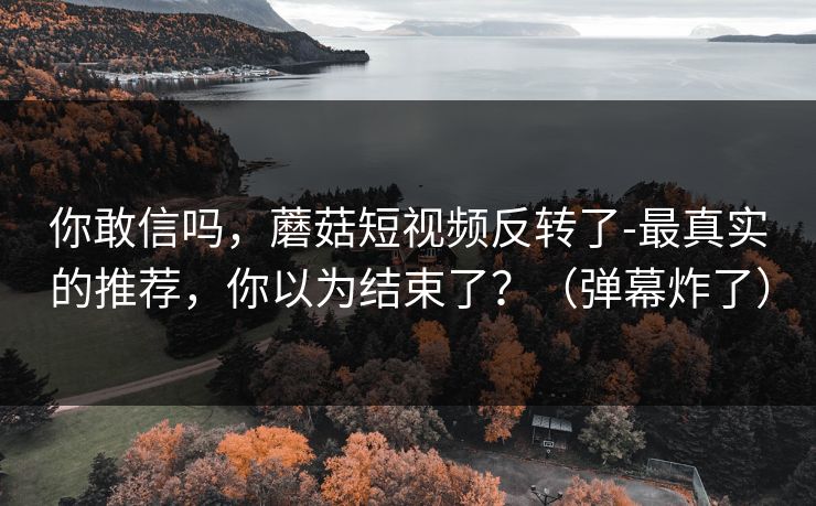 你敢信吗，蘑菇短视频反转了-最真实的推荐，你以为结束了？（弹幕炸了）