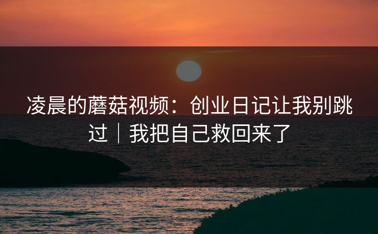 凌晨的蘑菇视频：创业日记让我别跳过｜我把自己救回来了