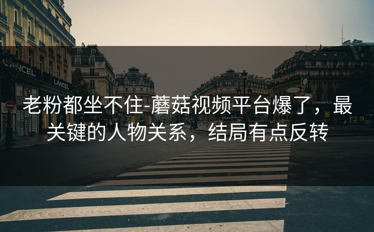 老粉都坐不住-蘑菇视频平台爆了，最关键的人物关系，结局有点反转