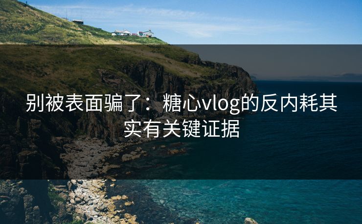 别被表面骗了：糖心vlog的反内耗其实有关键证据
