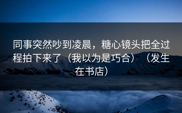 同事突然吵到凌晨，糖心镜头把全过程拍下来了（我以为是巧合）（发生在书店）