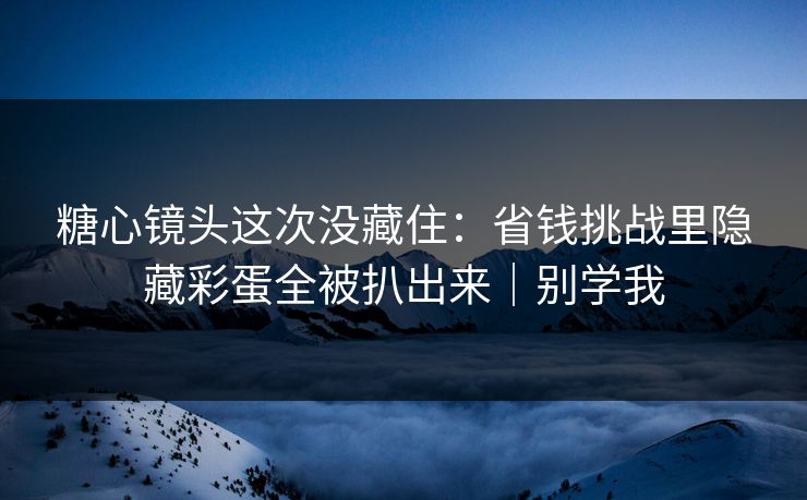 糖心镜头这次没藏住：省钱挑战里隐藏彩蛋全被扒出来｜别学我