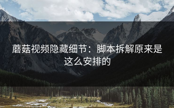 蘑菇视频隐藏细节：脚本拆解原来是这么安排的
