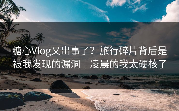 糖心Vlog又出事了？旅行碎片背后是被我发现的漏洞｜凌晨的我太硬核了